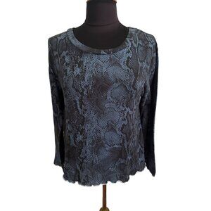 Laundry By Shelli Segal Women's Blue Snake Print Long Sleeve Top S